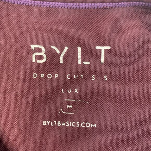 BYLT Shirt Men M Medium Maroon Short Sleeve Bodybuilder Muscle Crew Drop Cut Tee - Picture 4 of 9